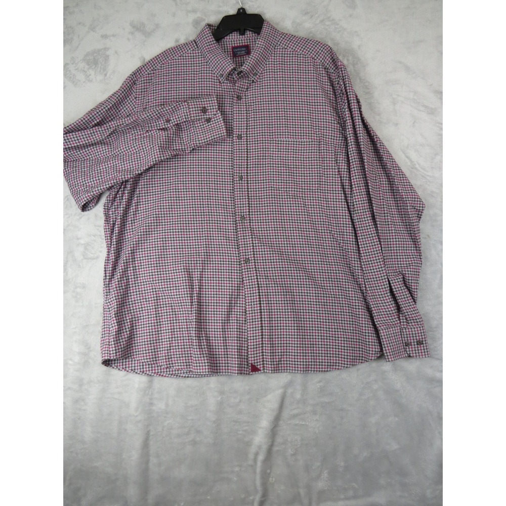 UNTUCKit Mens XXXL Red Gray Mini Check 100% Cotton LS Button Down Shirt